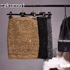 Cakucool для женщин блестками и пайетками для маленьких девочек юбка-футляр облегающие брюки; Эластичные ботильоны в Корейском стиле юбки-карандаш с завышенной талией сексуальные вечерние мини облегающая юбка; Сезон осень