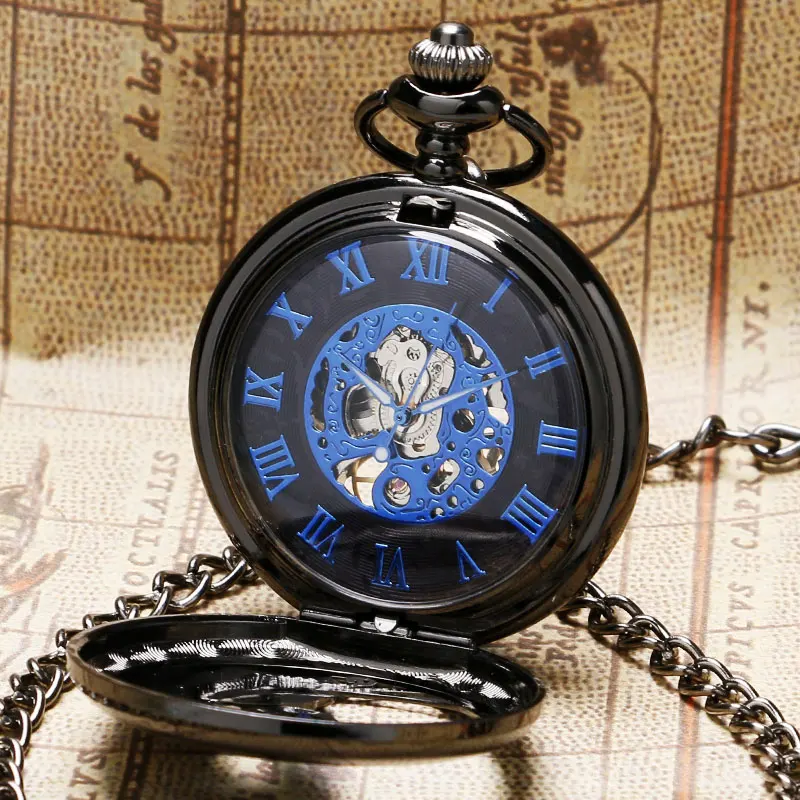 Часы в стиле стимпанк феникс птица чудо Механические карманные часы Черный