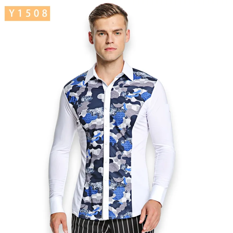 

new long sleeves men latin dance shirt ballroom shirt adult dance top male dance wear modern dance clothes