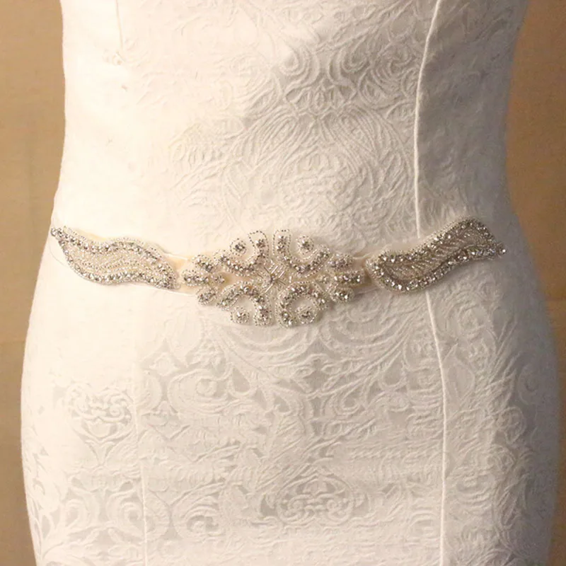 

Handmade Luxury Diamond Waist Belt Bridal Band Wedding Accessories Crystal Belt Satin and Yarn Band