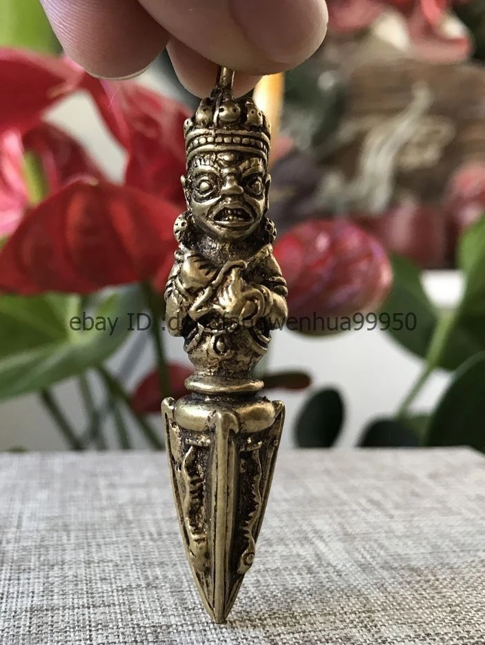 6 см Китай Бронзовая медная латунная Ваджра Дордже Phurpa Vajrakilaya подвеска