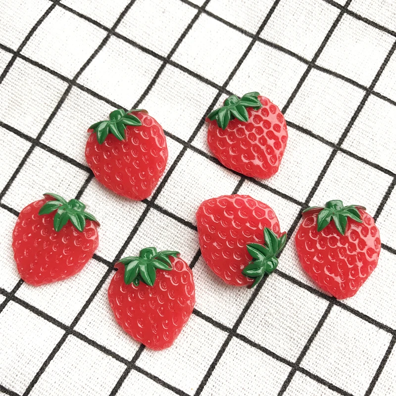 Бесплатная Доставка! Плоский задник из смолы имитация фруктов клубника 10 шт./лот