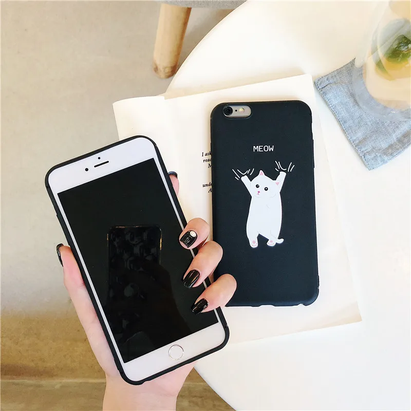 Милый чехол для телефона с мультяшным животным котом iPhone 7 X 6/6S/7/8 Plus XR XS MAX Забавный