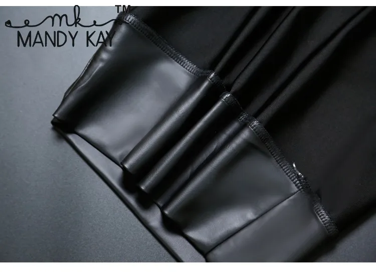 Новые женские брюки карандаш черные кожаные повседневные с высокой талией