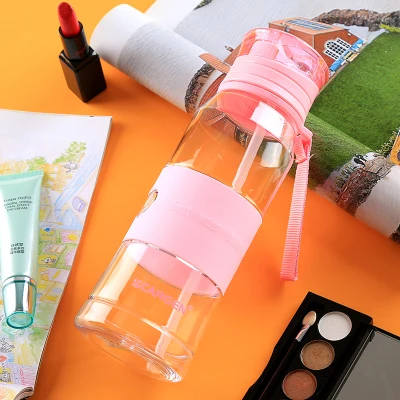 480ml Pink Высококачественная детская бутылка 480 мл маленькая бутылка для воды с соломинкой портативная розовая бутылка для питья для детей взрослых Горячая Прямая поставка - Цвет: 480ml Pink