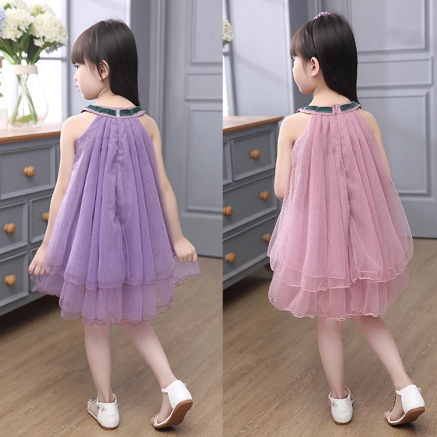 Платье с цветочным узором для девочек вечерние летние платья маленьких на