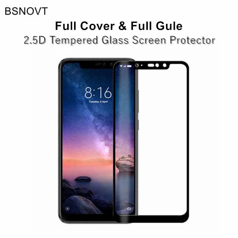 Полное покрытие и полный клей экран протектор для Xiaomi Redmi Note 6 Pro стекло закаленное