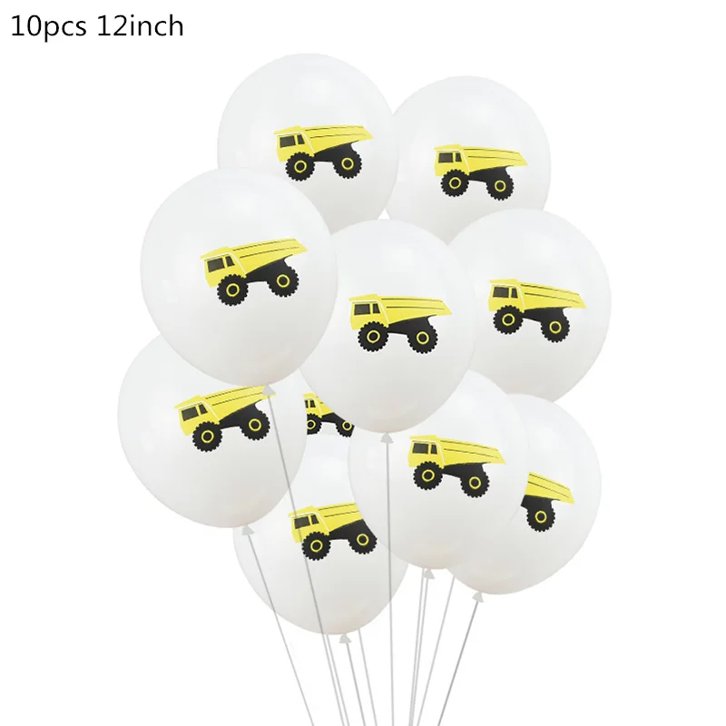 10pcs balloon2 Строительные вечерние баннеры для автомобилей с днем рождения, экскаватор, грузовик, гирлянда, латексные шары, детские автомобили, украшения для дня рождения - Цвет: 10pcs balloon2