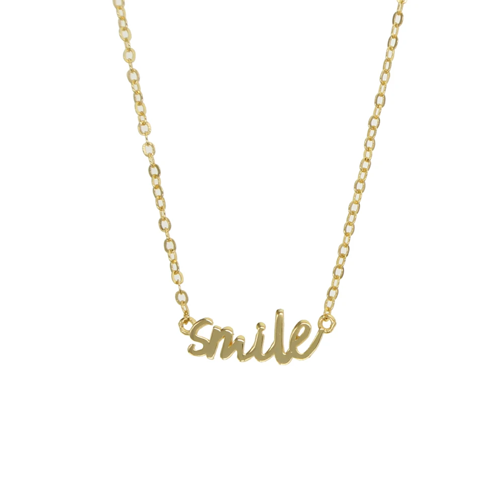 smile Индивидуальное модное золотое ожерелье с именем, персонализированное Золотое колье с надписью, кулон с именной табличкой, подарок - Окраска металла: smile