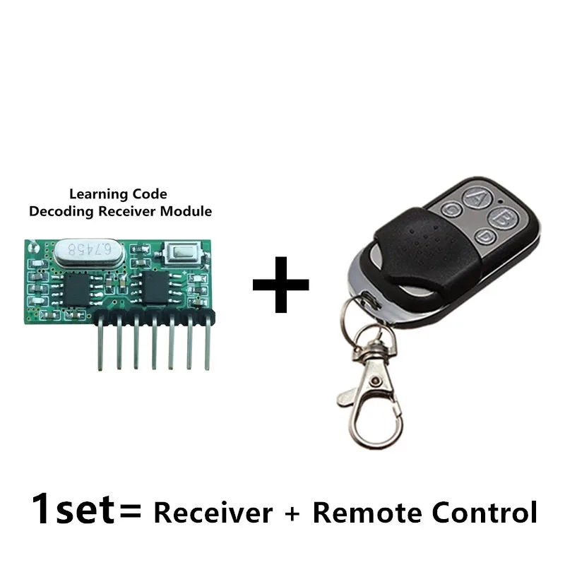 433 Mhz Remote Control and 433Mhz Wireless Receiver Learning Code 1527 Decoding Module 4Ch output With Learning Button