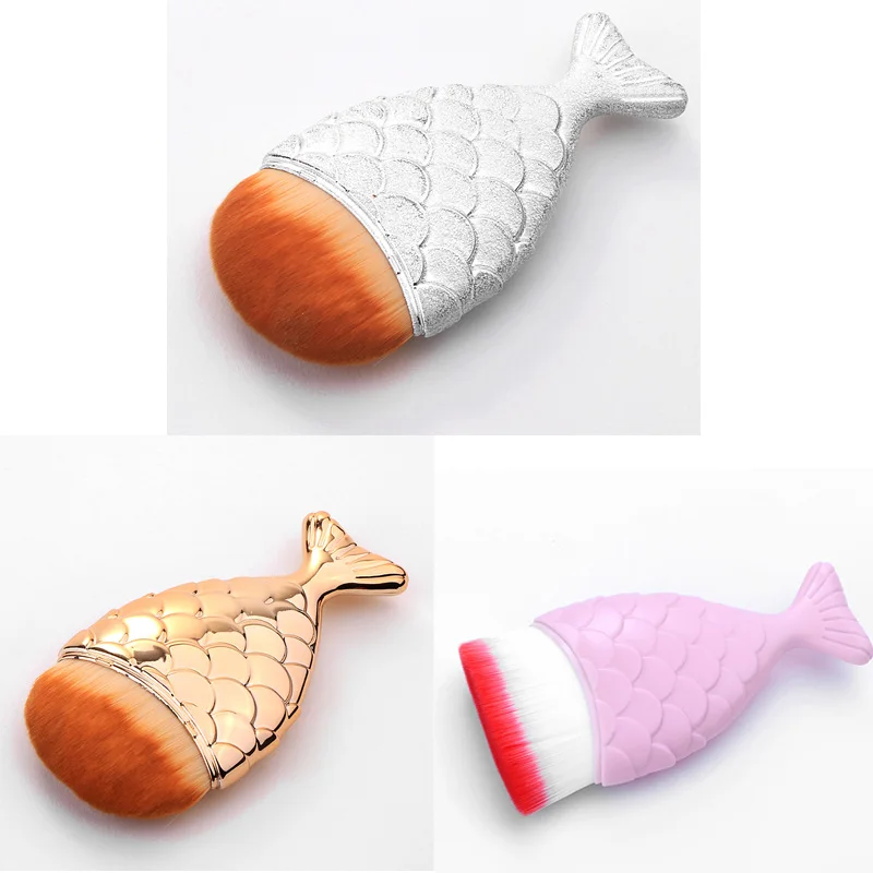 3pcs Fish Brush 1 Распродажа, Модные кисти для макияжа в виде русалки, пудра, румяна, основа для макияжа, косметические инструменты, рыбная кисть, контур, BB крем, кисти для макияжа - Handle Color: 3pcs Fish Brush 1