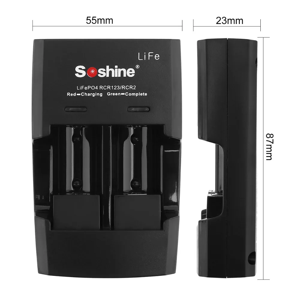 Soshine S5 2-образными пазами RCR 123 CR2 16340 17355 литиевая батарея Зарядное устройство Вход Напряжение AC 100~ 240V 50/60 Гц постоянного тока, 12 В