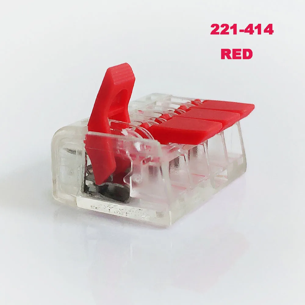 221-414-red Разъем провода 412 413 тип Быстрый провод Кабельный соединитель Универсальный Компактный Быстрый провод разъем питания нажимной клеммный блок - Цвет: 221-414-red