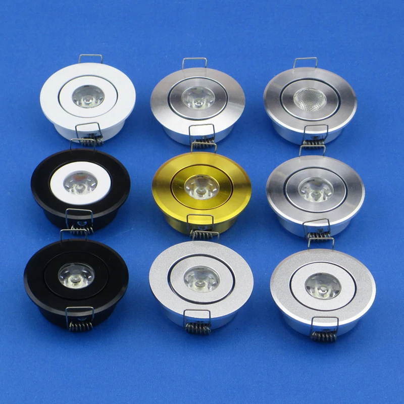 Mini foco LED de techo LED regulable 1W 3W LED downlight Blanco, Negro, Plata Minidownlight lámpara de punto de gabinete