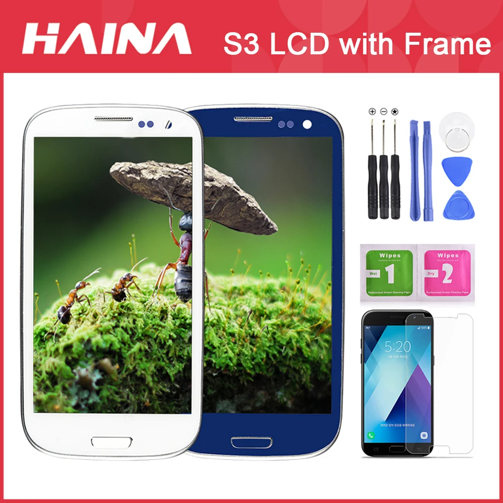 S3 LCD для Samsung Galaxy i9300 ЖК-экран сенсорный экран дигитайзер сенсор в сборе с рамкой