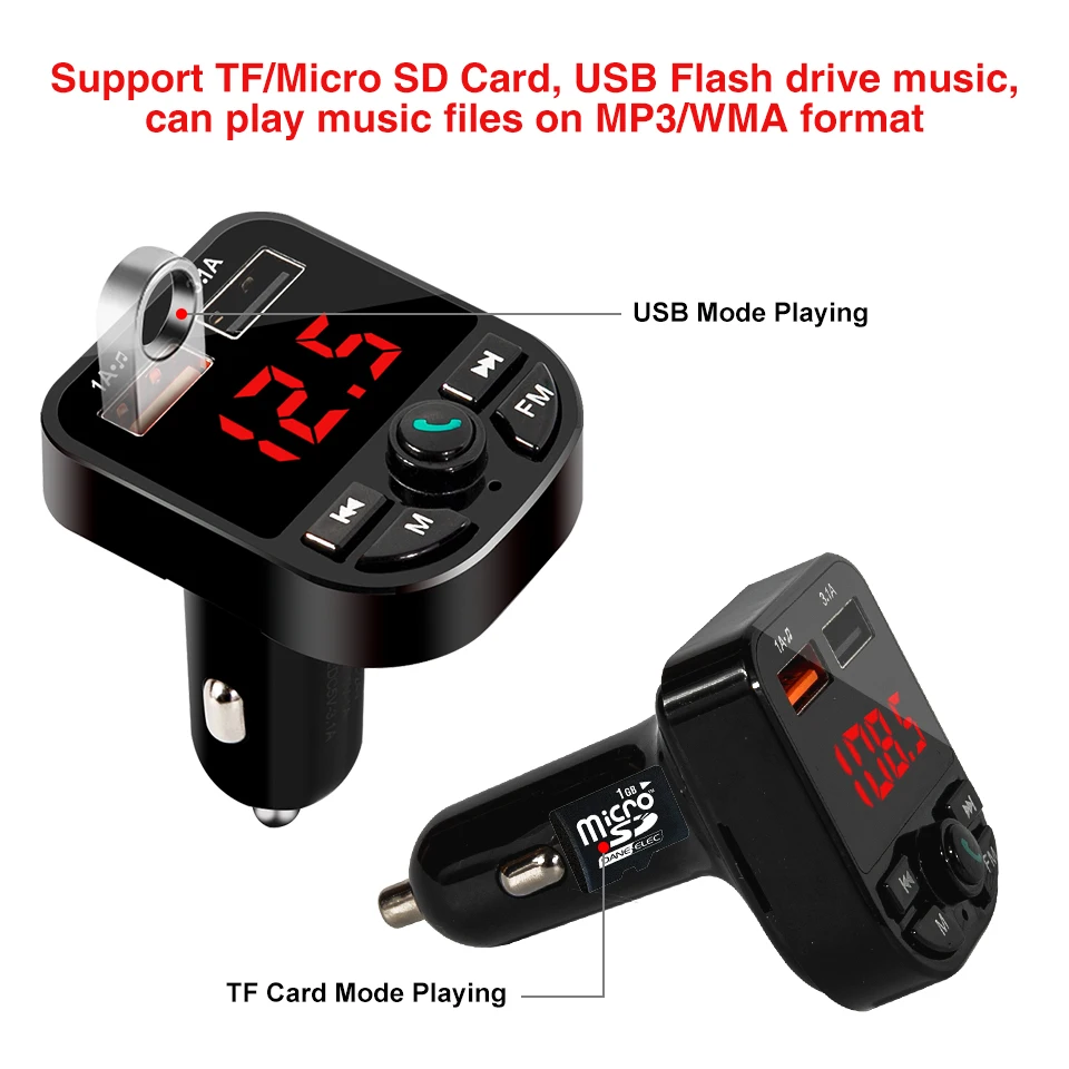 MP3 плеер Bluetooth 5 0 Handsfree беспроводной fm передатчик lcd 3.1A Зарядное устройство USB