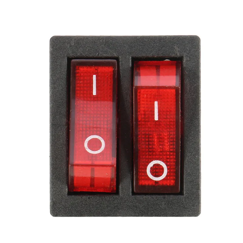 1 шт. AC 15A/250 В 20A/125 двойной красный светильник 6 контактный тумблер SPST вкл./выкл. 2