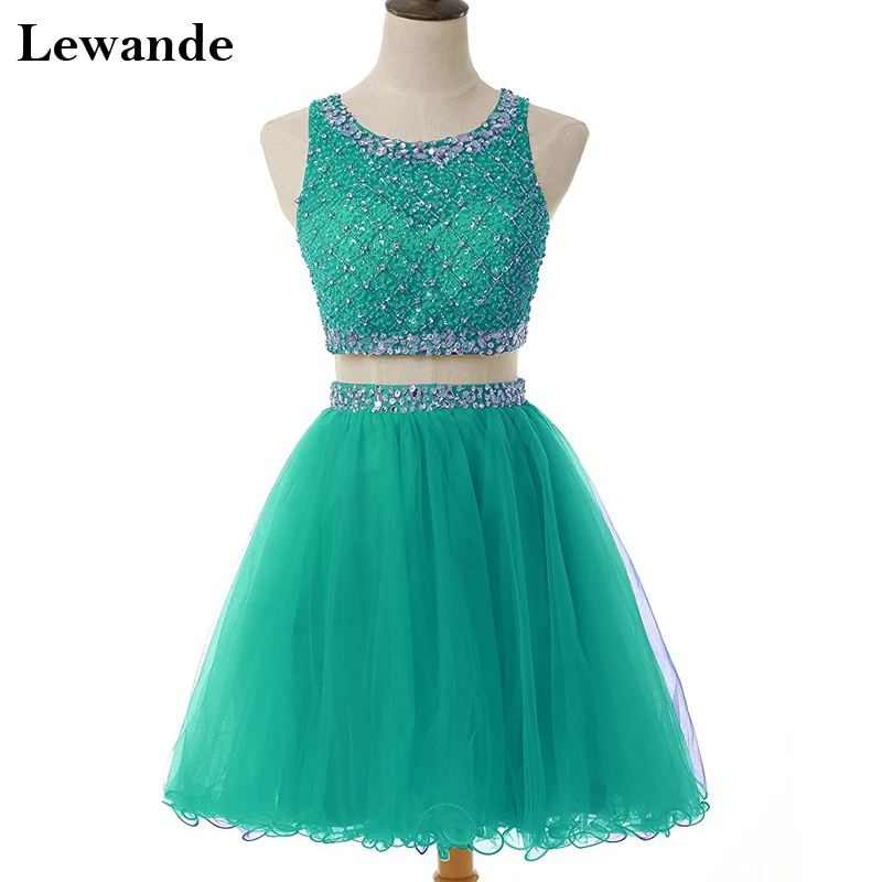 Sparkly Бисероплетение Короткие Зеленые Пром Homecoming платья для юниоров lewande двух