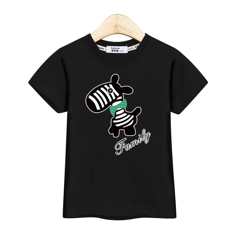 Baby boys Christmas deer cartoon clothes kids tshirt summer cotton girl dress short sleeve family party tees parent-child shirt - Цвет: Black1