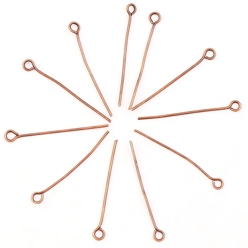 Antique red copper 200 шт, золотые, серебряные, цветные шпильки для глаз, 20, 30, 40, 50 мм, шпильки для глаз, фурнитура для рукоделия, изготовление ювелирных изделий, аксессуары HK026 - Цвет: Antique red copper