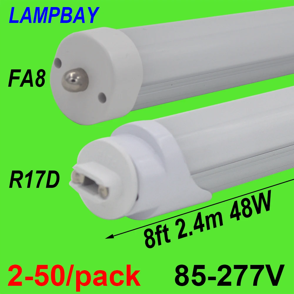 2-50/pack LED Tube Bulb 8ft 2.4m 40W 48W Rotated Base FA8 R17D(HO) Lamp T8 T12 F96 Fluorescent Light 94