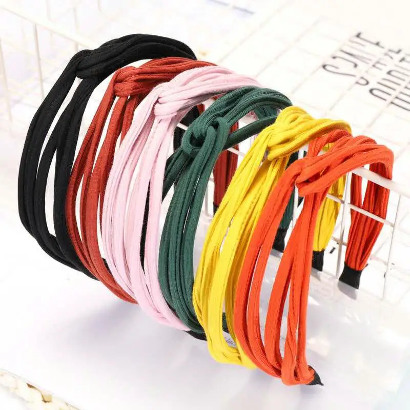 Повязка для волос Женская эластичная однотонная тканевый ободок аксессуар на