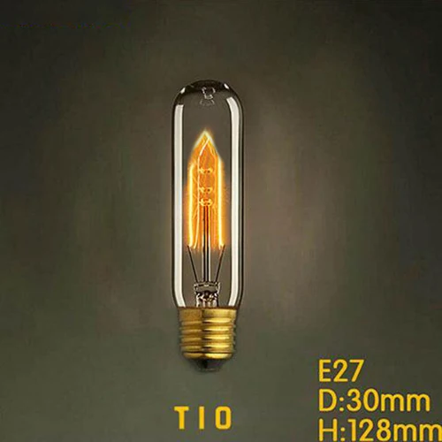 T10 Ретро Edison led светильник лампочка E27 220 В 40 Вт ST64 T10 T45 T300 G95 нити Винтаж ампулы лампа накаливания Эдисона лампа подвесной светильник s - Цвет корпуса: T10