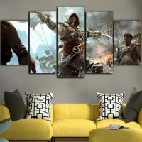 5 шт. Печать на холсте водонепроницаемое масло чернила живопись Assassins Creed холст художественные картины для комнаты табличка настенная печать плакат