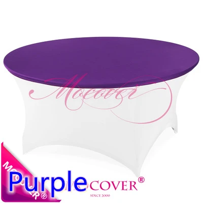 

Purple Colour Spandex Top Cover For Round Cocktail Lycra Tablecloth Wedding Banquet And Party Cocktail Table Decoration On Sale