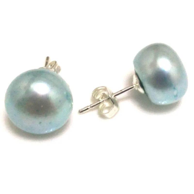 Светло голубые натуральные пресноводные серьги 11 12 мм|pearl earrings silver 925|earrings 925