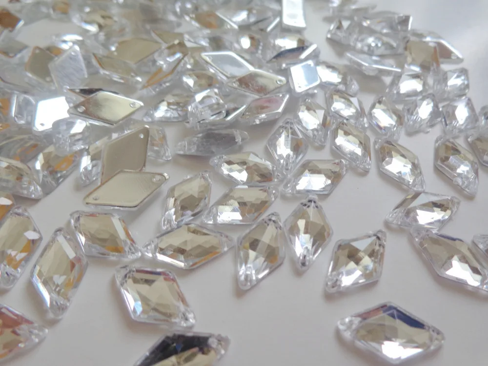 

silver Acrylic Crystal Prism shape 9*15mm sew on rhinestones gem stone flatback 200pcs/lot