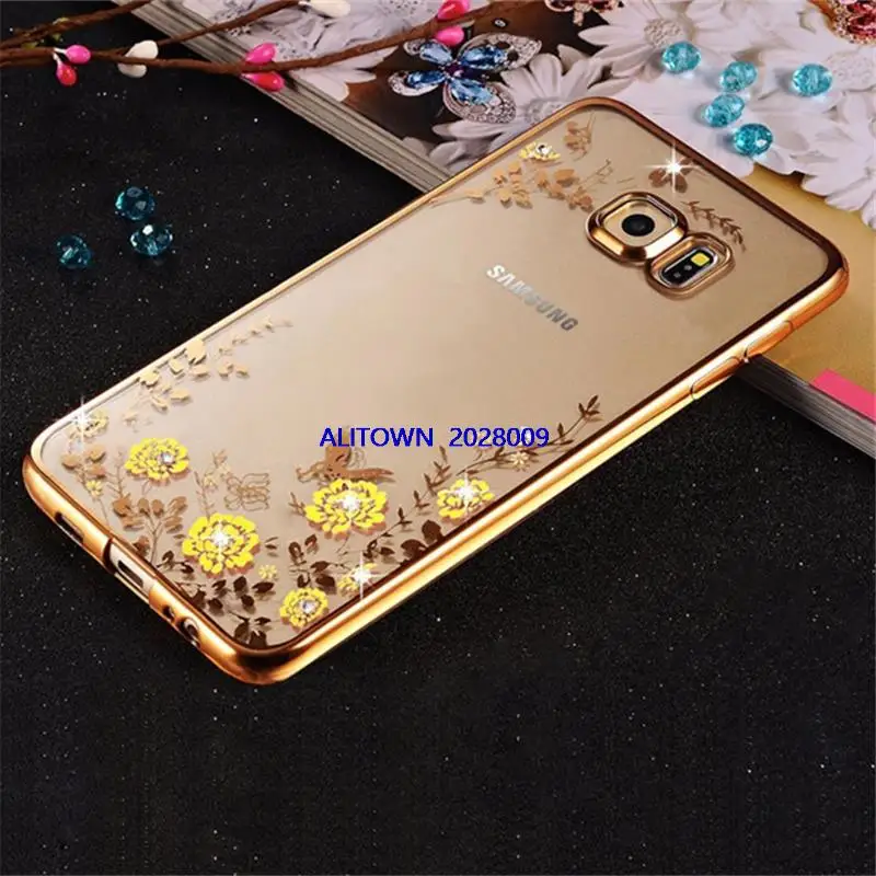 500 ШТ. Цветок Гальванических диаманта bling ясно мягкий чехол tpu для samsung galaxy s7 edge g9350
