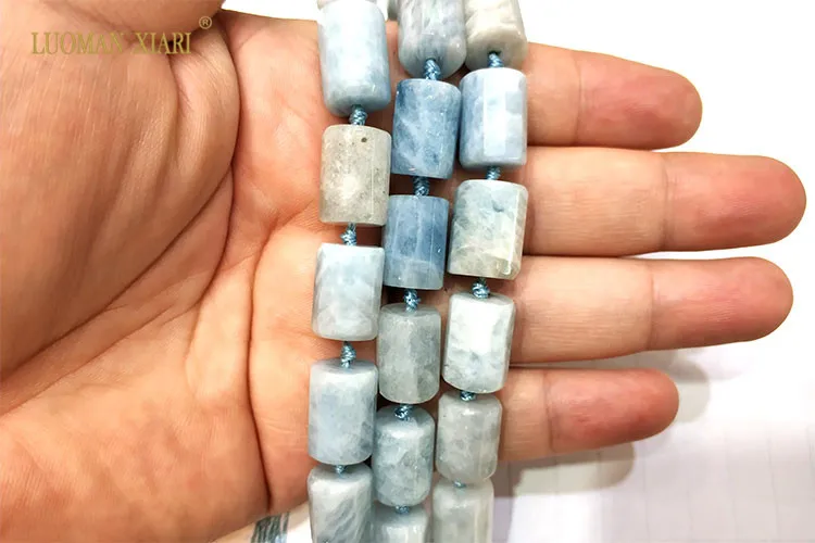 LUOMAN XIARI натуральный Aquamarin цилиндрический граненый камень бусины для самостоятельного изготовления ювелирных изделий браслет ожерелье 11*16 мм нити 15"