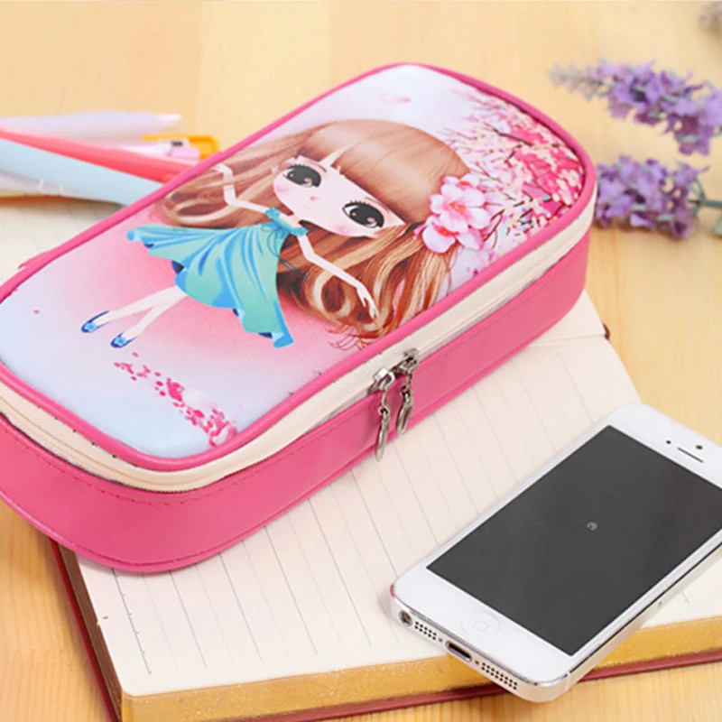 1pc Kawaii Girl Design Pencil Case Large Capacity Pen Bag Childern Student School Stationery Supplies Bags Random Color|Пеналы| |