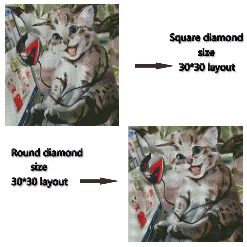 DIY 5D Diamond Painting Mosaic Cartoon Music Cat Animals Handmade Cross stitch Set Embroidery 148 | Дом и сад