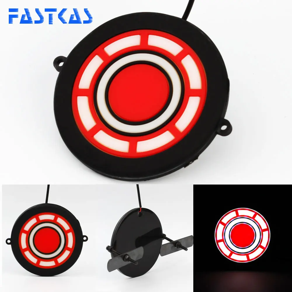 Buy 9cm LED Grill Warning Light 12v 100% Waterproof DRL Daytime Running White Red Color 3D style Cars Day on