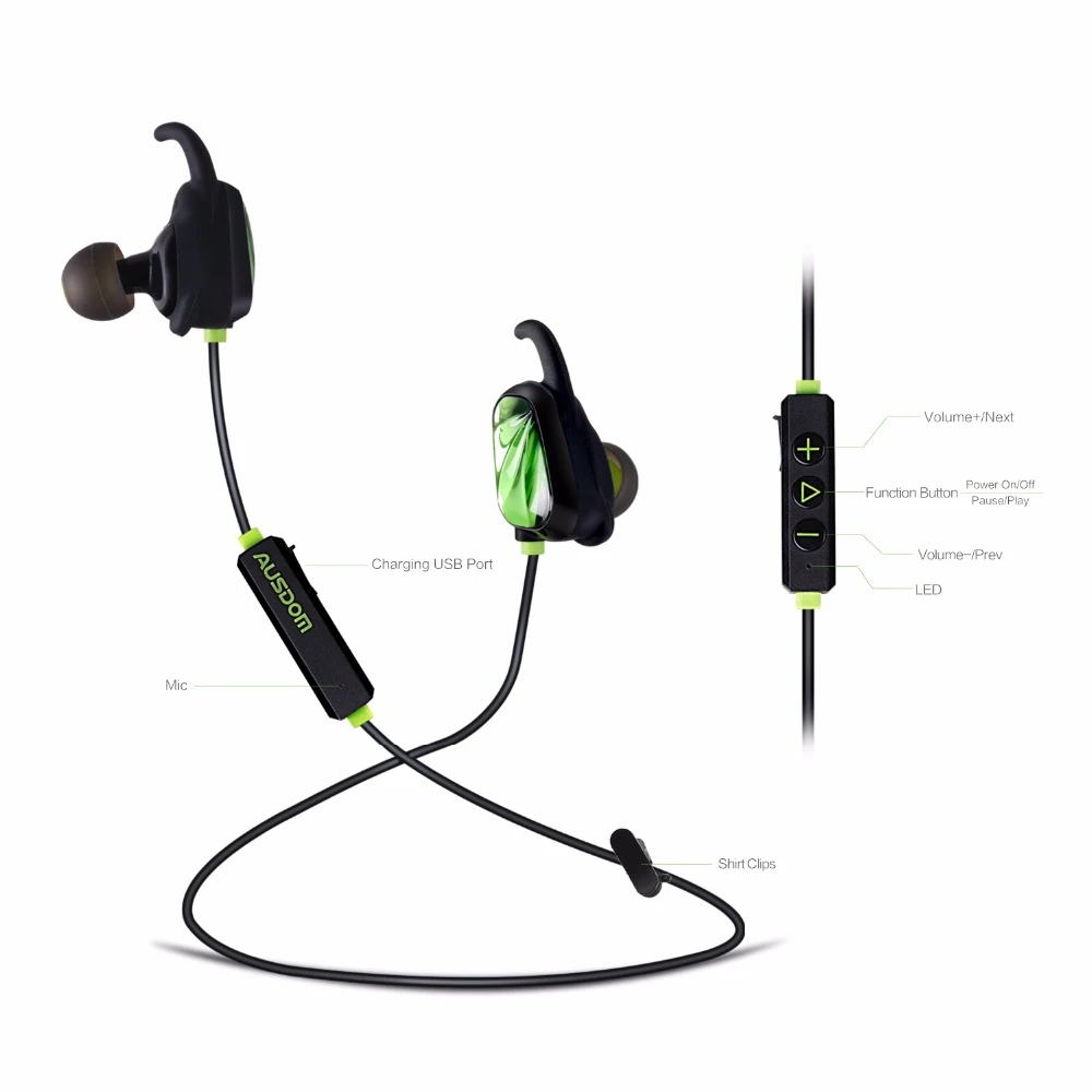 AUSDOM SP007 Беспроводной Bluetooth наушники Высокое качество спорт микрофон гарнитура |