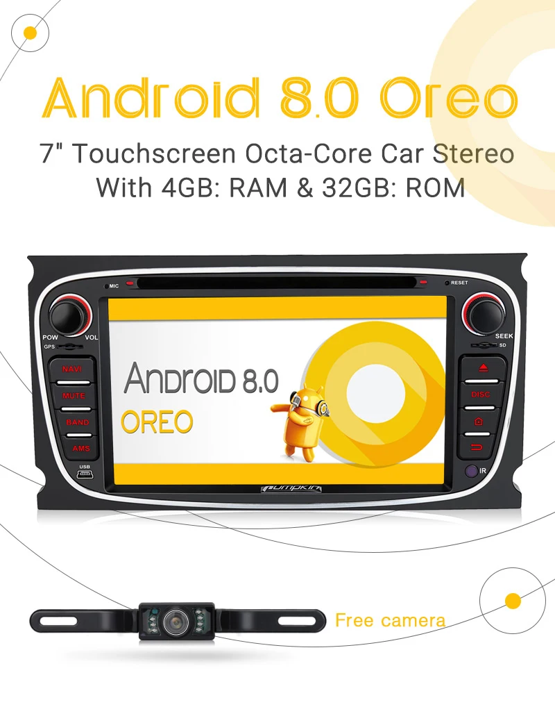 Тыква 2 Din 7 &quotВосьмиядерный 4G RAM 32G ROM Android 8 0 автомобильный стерео радио dvd плеер GPS