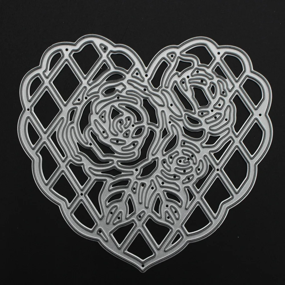 Новые DIY металлические режущие штампы с большим сердечком и розовым узором