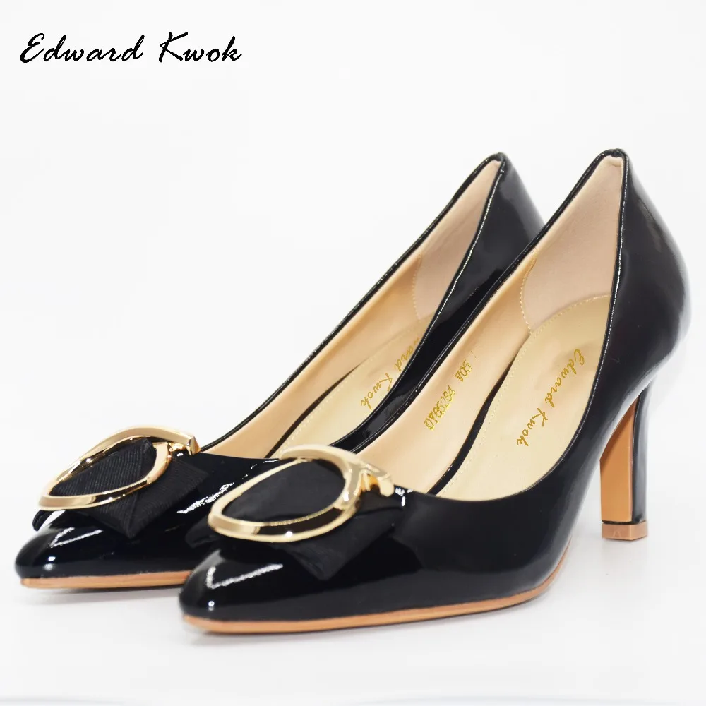 2018 New 35-41 Size Women Genuine Leather High Heel Shoes Pointed Toe Pumps Bow Design Wedding DA043 | Обувь