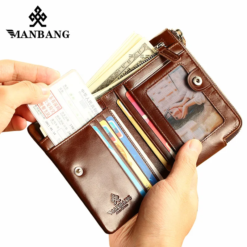 Manbang Пояса из натуральной кожи Для мужчин кошелек Малый walet молния и HASP мужской