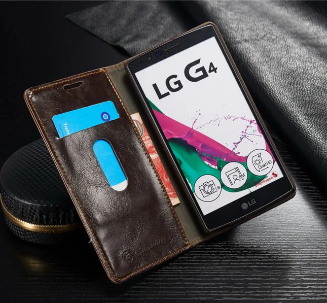 Роскошный брендовый кожаный чехол-бумажник CaseMe для LG G4 G5 с магнитной подставкой и