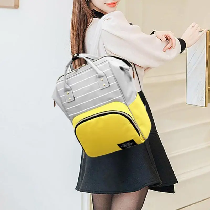 

Stripe Patchwork Color Mommy Diaper Bag Maternity Nappy Bags Mother Travel Shoulder Backpacks Women Top-handle Bags Baby Care