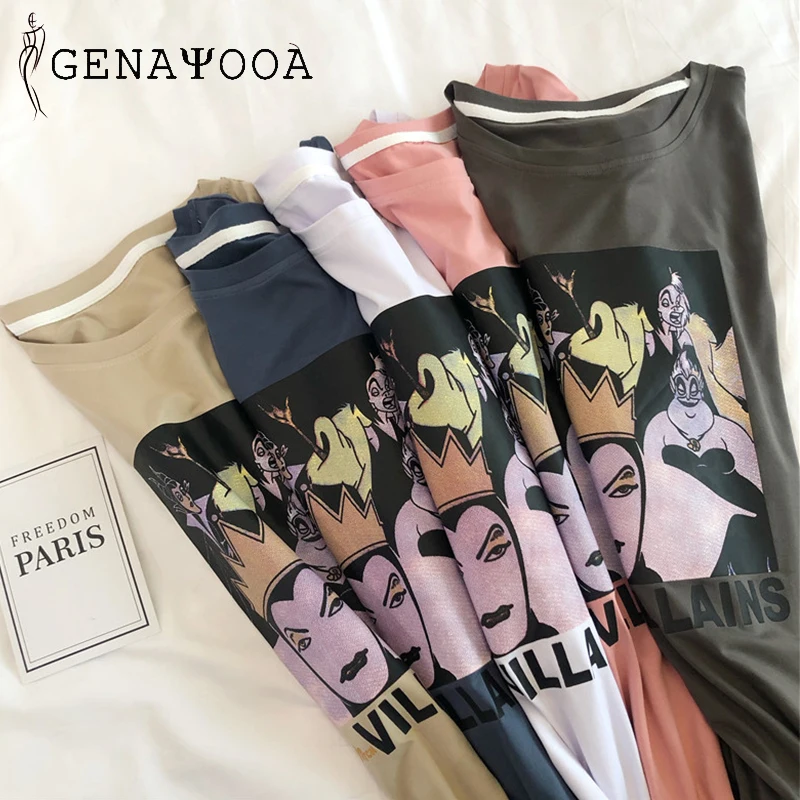 Genayooa Vogue Harajuku летняя футболка для женщин 2019 модная повседневная с круглым вырезом