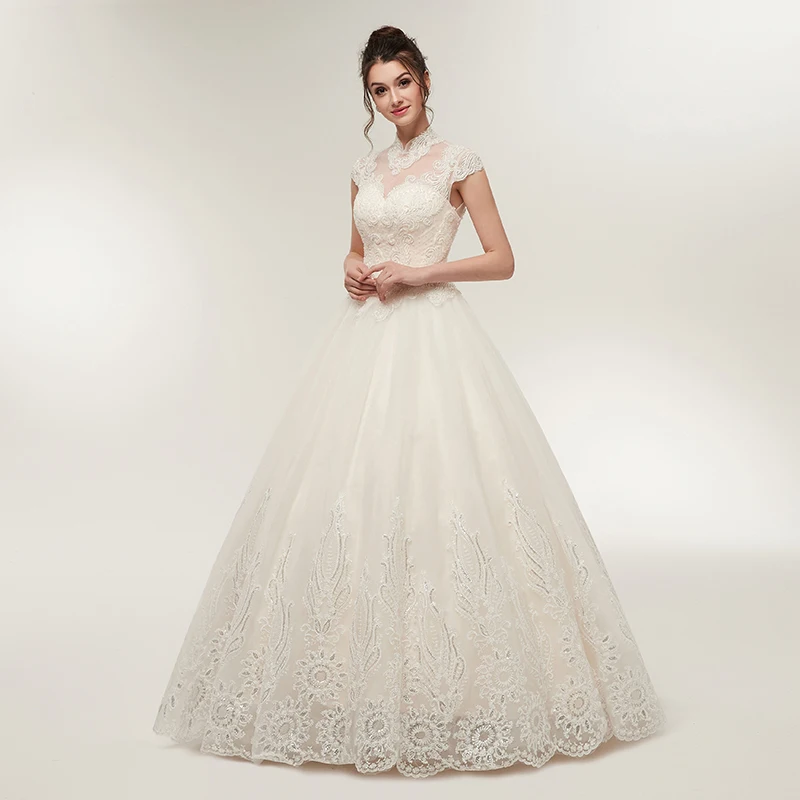 Forevergracedress Cap Sleeves Wedding Dresses 2019 A Line Lace Up Back Formal Bride Bridal Gowns Plus Size Custom Made | Свадьбы и