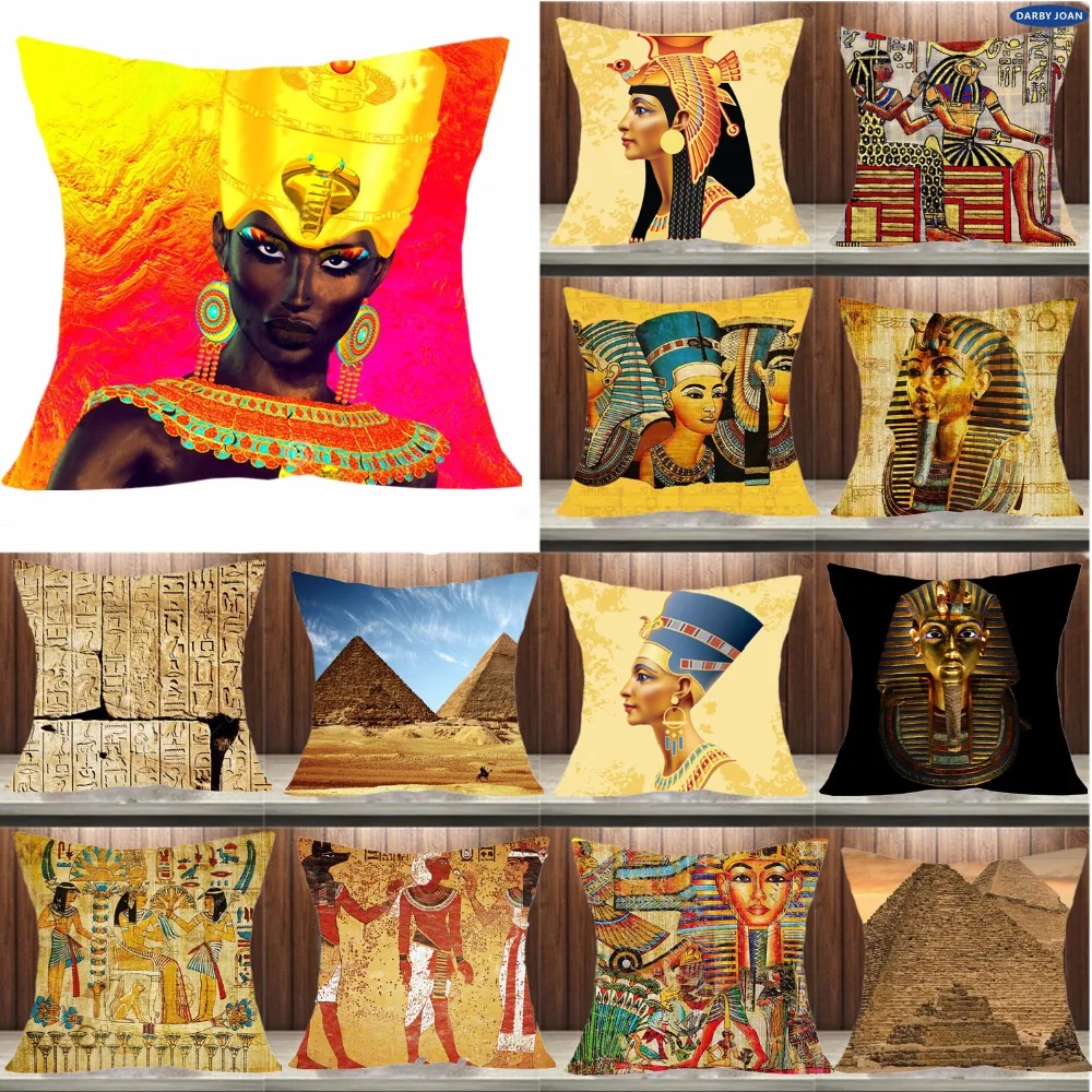 Наволочка квадратная декоративная подушка, Egyptische perkament pharoahs, Egyptische adellaar, Egyptische symbool