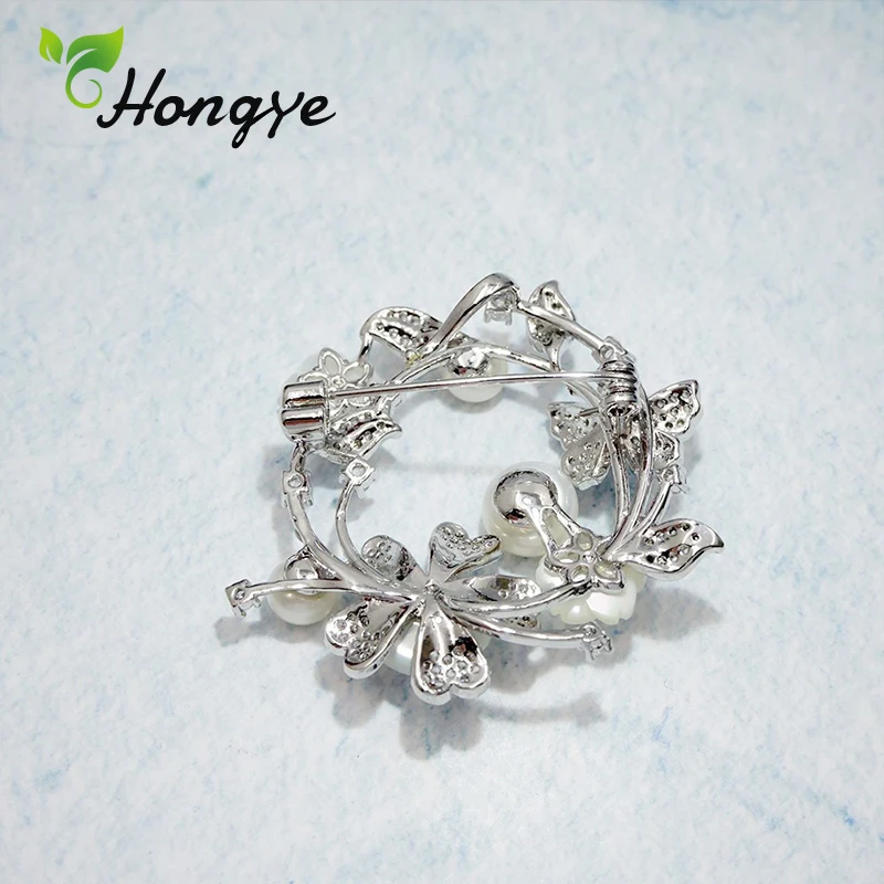 Hongye 14k брошь на булавке Женская стильная Цветочная заколка на шарф серебро/золото брошь из натурального жемчуга Женская одежда Аксессуары подарки на день рождения