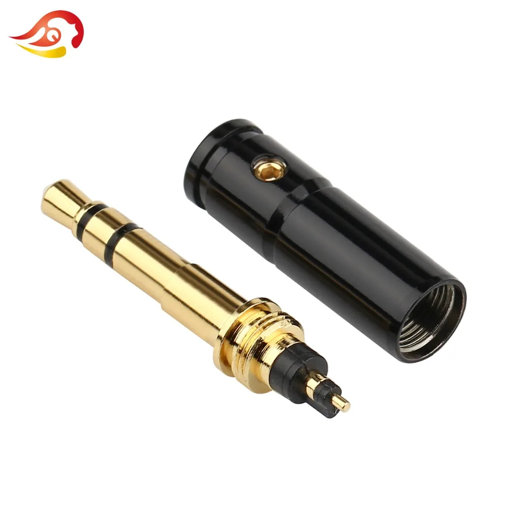 QYFANG 3.5mm 3 Pole Earphone Audio Jack DIY HiFi Headphone Plug Metal Alloy Splice Adapter Gold Plated Solder Wire Connector |