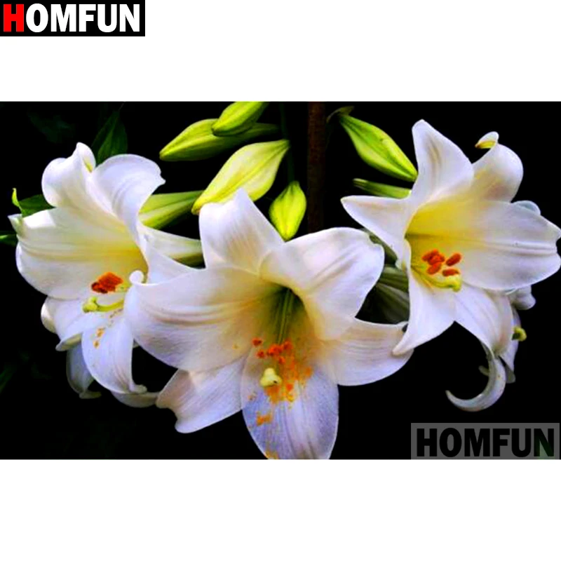 Алмазная живопись HOMFUN Белый цветок алмазная вышивка с полными
