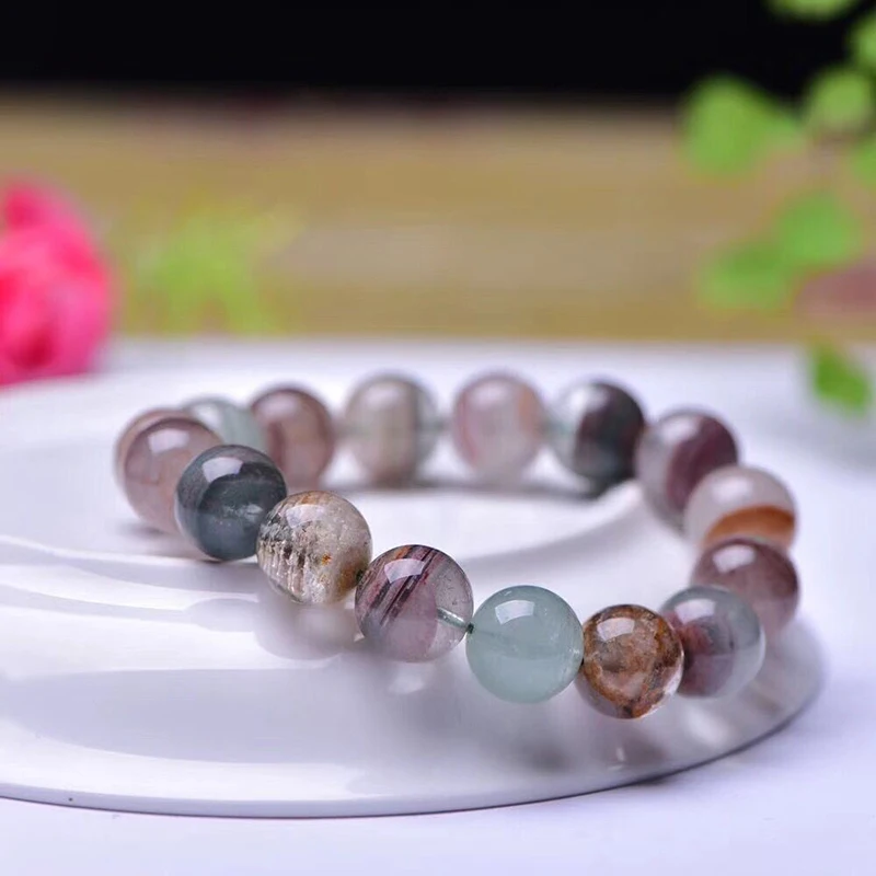 Мужские и женские круглые браслеты с кристаллами 12 мм цветные натуральным